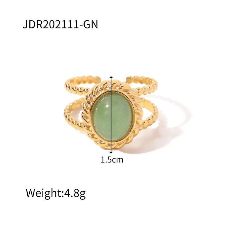 Retro Stainless Steel Gemstone Ring with Gold Band Jewelry From The Vintage Era