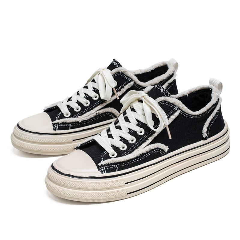 

Новые дышащие весенние и осенние мужские повседневные парусиновые туфли с толстой подошвой и универсальные увеличивающие рост спортивные туфли 39-44 44 чёрный