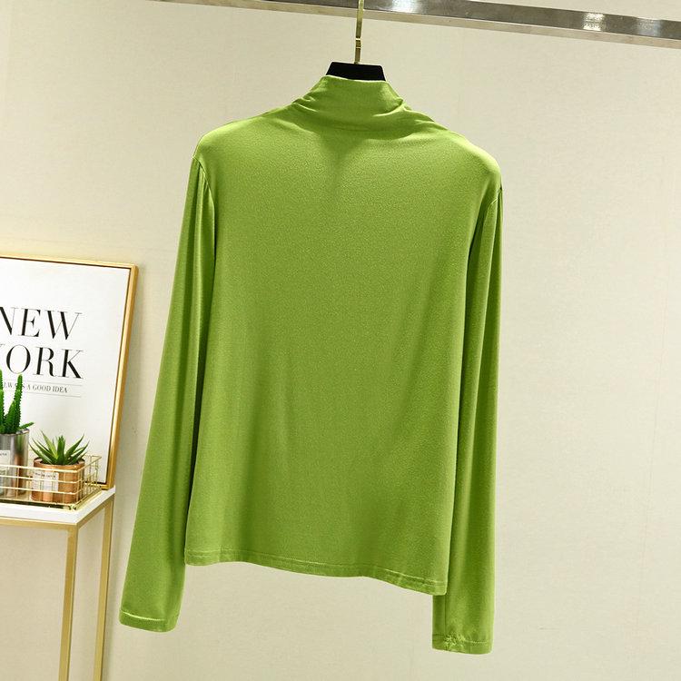 

Женская приталенная футболка с длинным рукавом из модала с полувысоким воротником для весны и осени XXL