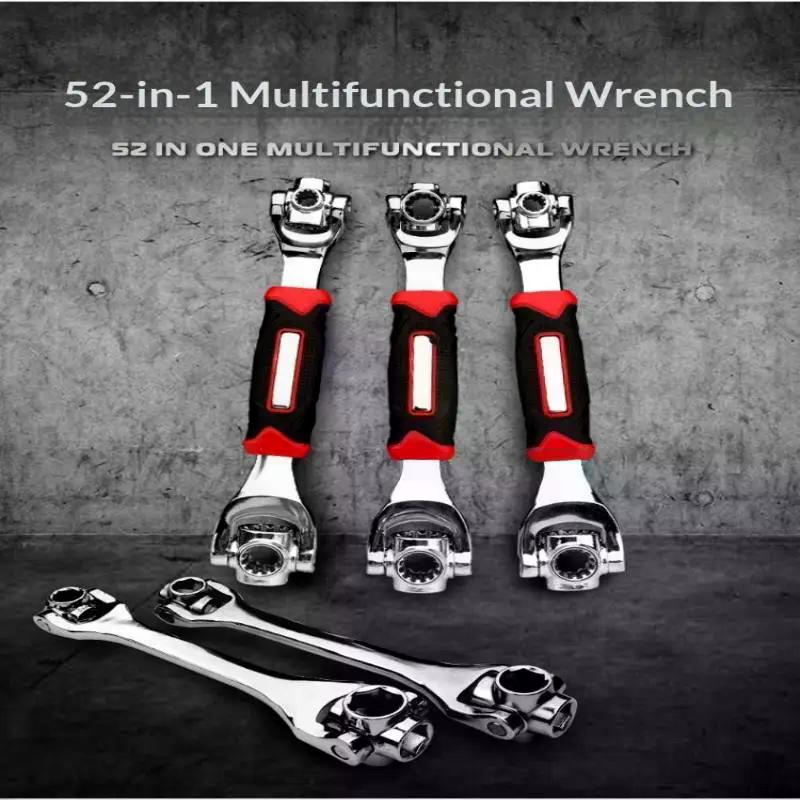 52/48 In 1 Hand Spline Bolts Sleeve Works Multi-Tool Set Universal Ratchet Socket Multipurpose Wrench With 360 Degree Rotation