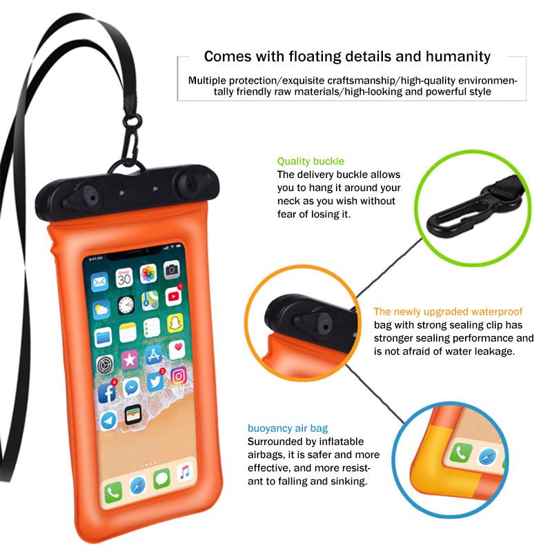 Floating Airbag Waterproof Swim Bag Phone Case Universal Highly Sensitive Touchscreen Phone Pouch The Water-Sprinkling Festival