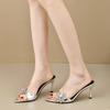 Women High Heels Slippers Crystal Pointed Toe Sandals Shoes Brand 2025 Trend Sexy Open Toe Pumps Summer Casual Sandalias Mujer