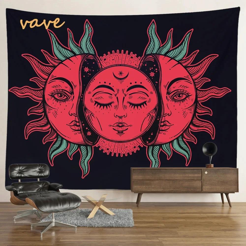 VIKAMA Mysterious Tarot Tapestry Sun Moon Mandala Wall Hanging for Meditation Witchcraft Altar Bohemian Home Decoration