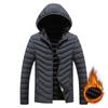 Rib Clothing Cotton-padded Jacket Men's Winter Solid Color Slim Detachable Hat High-end Plus Velvet Padded Jacket Men's