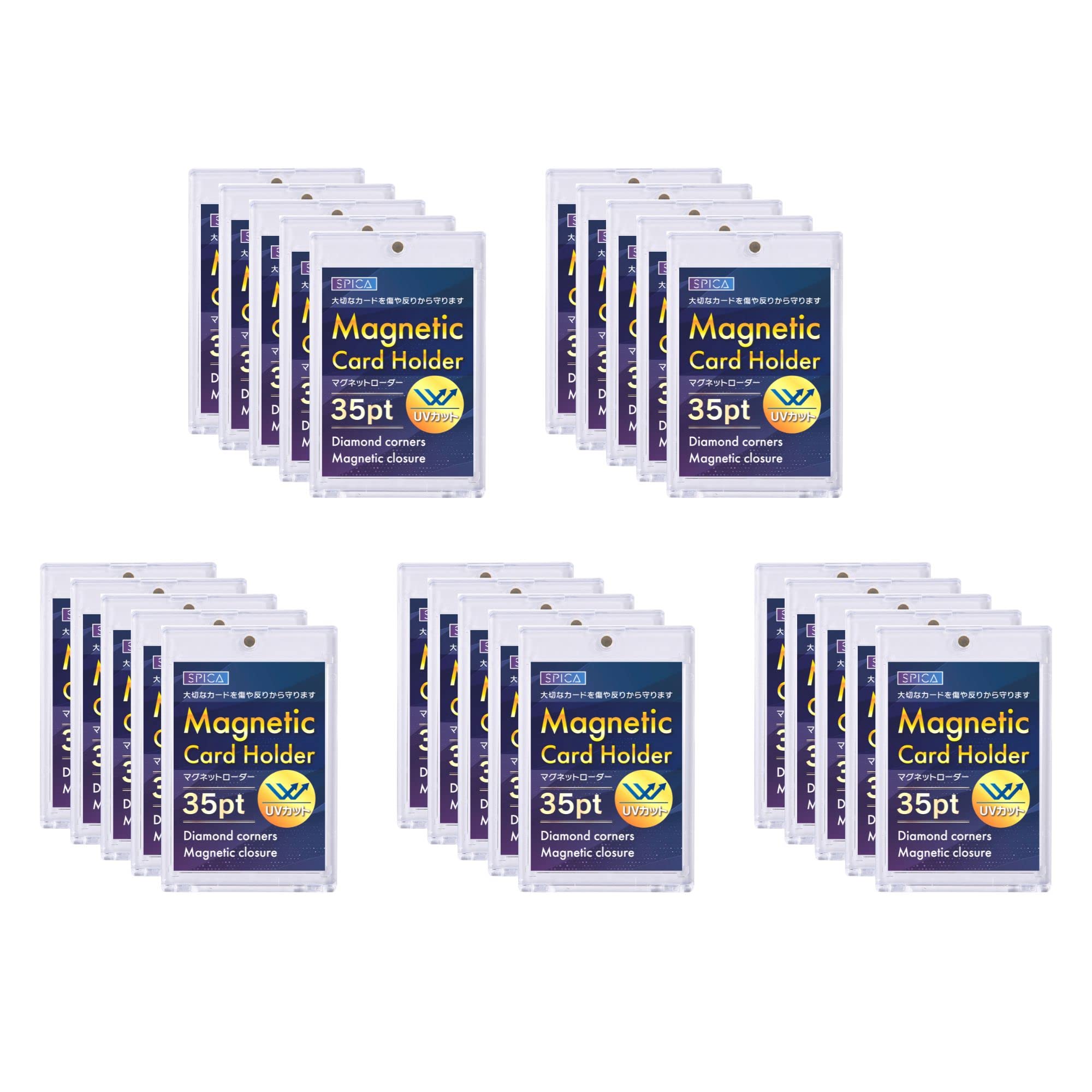 

SPICA Защитный кейс для торговых карт с магнитной загрузкой с защитой от УФ-лучей 35pt для демонстрации и хранения торговых карт, (Набор 25)