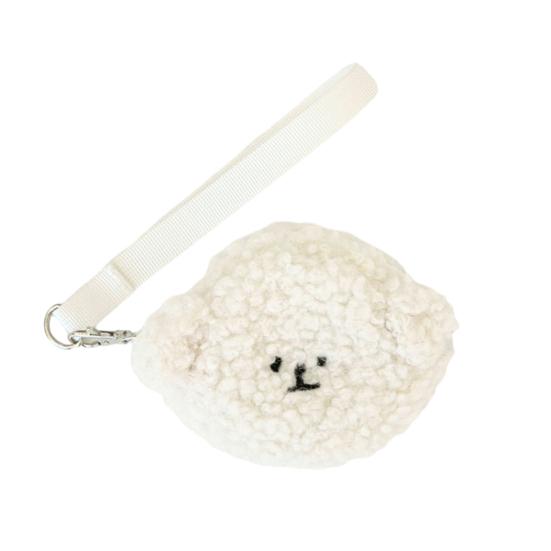 

Диспенсер для мешков с собачьими какашками, очаровательный мультяшный дизайн, мягкий плюш с круглыми отверстиями, удобный модный держатель для мешков для домашних животных белый