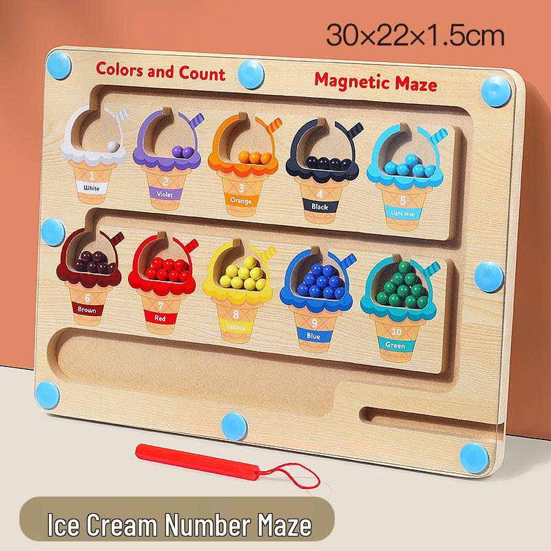 Children's Magnetic Bead Maze Toy: Educational Pen Control, Counting & Color Recognition Aid