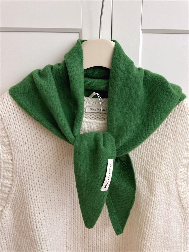 British Korean Triangle Scarf Niche Wool Triangular  Women Head Scarf  Warm French-girl Fashion Multi-functional  Knitted Scarf