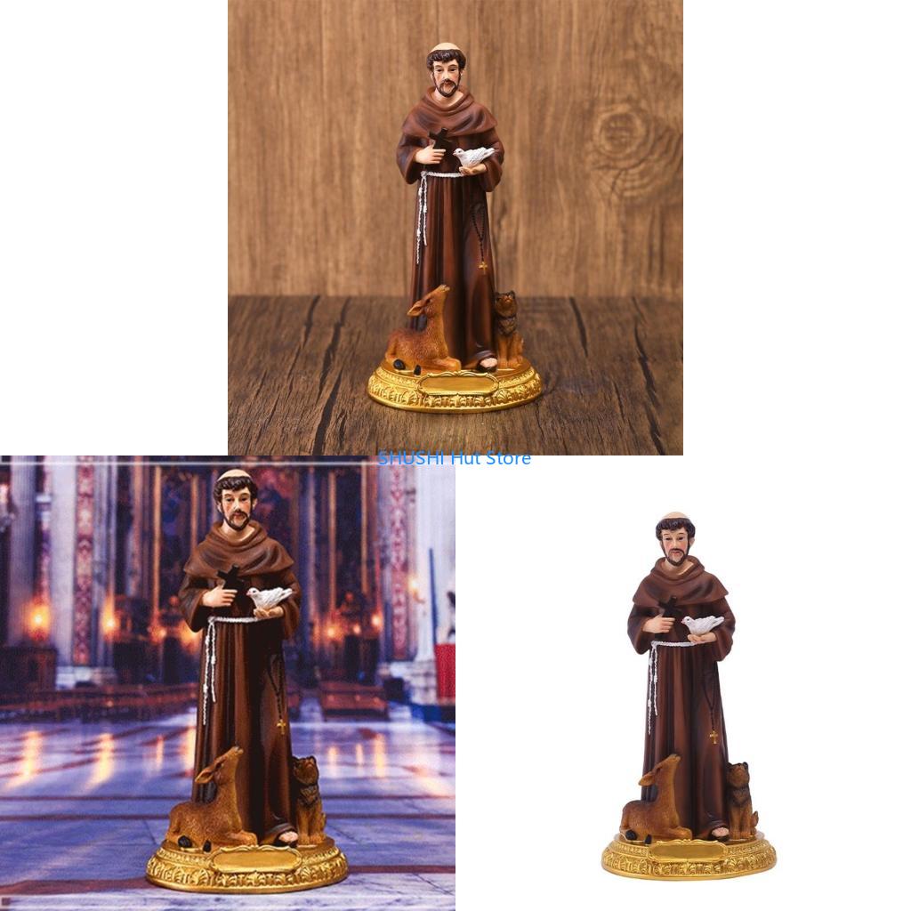 Hand-Painted Francis Statue Ornaments with Desktop Resin Sculpture D57B China Mainland