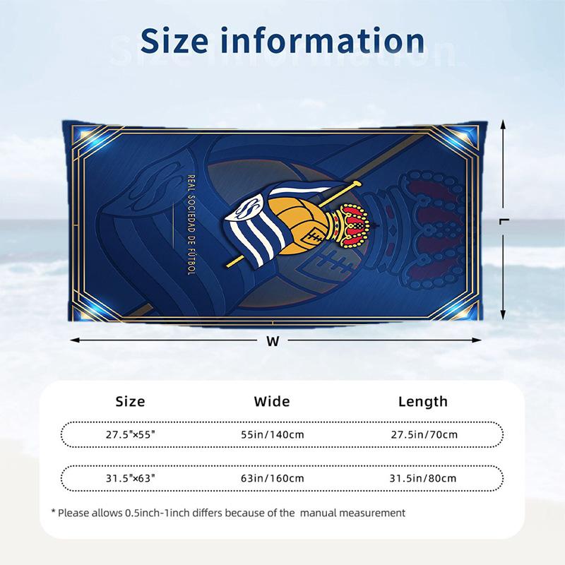 Real Sociedad FC Print Quick Dry Beach Towel Microfiber Absorbent Portable Travel Swimming Towel