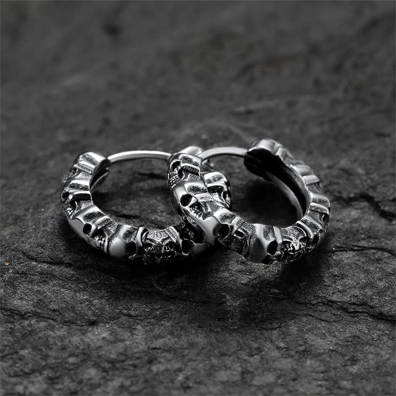 925 Sterling Zilver Schedel Hoepel Cirkel Oorbellen Dames/Heren Dagelijks Draagbare Sieraden Hip Hop Stijl Accessoires Unisex ModeGoed product