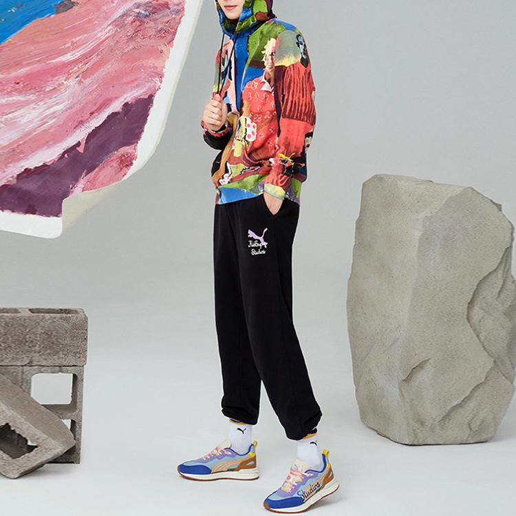 Puma X Ks Collaborative Hand-Painted Abstract All-Over Print Hoodie Unisex Hoodies Multicolor 530407-02