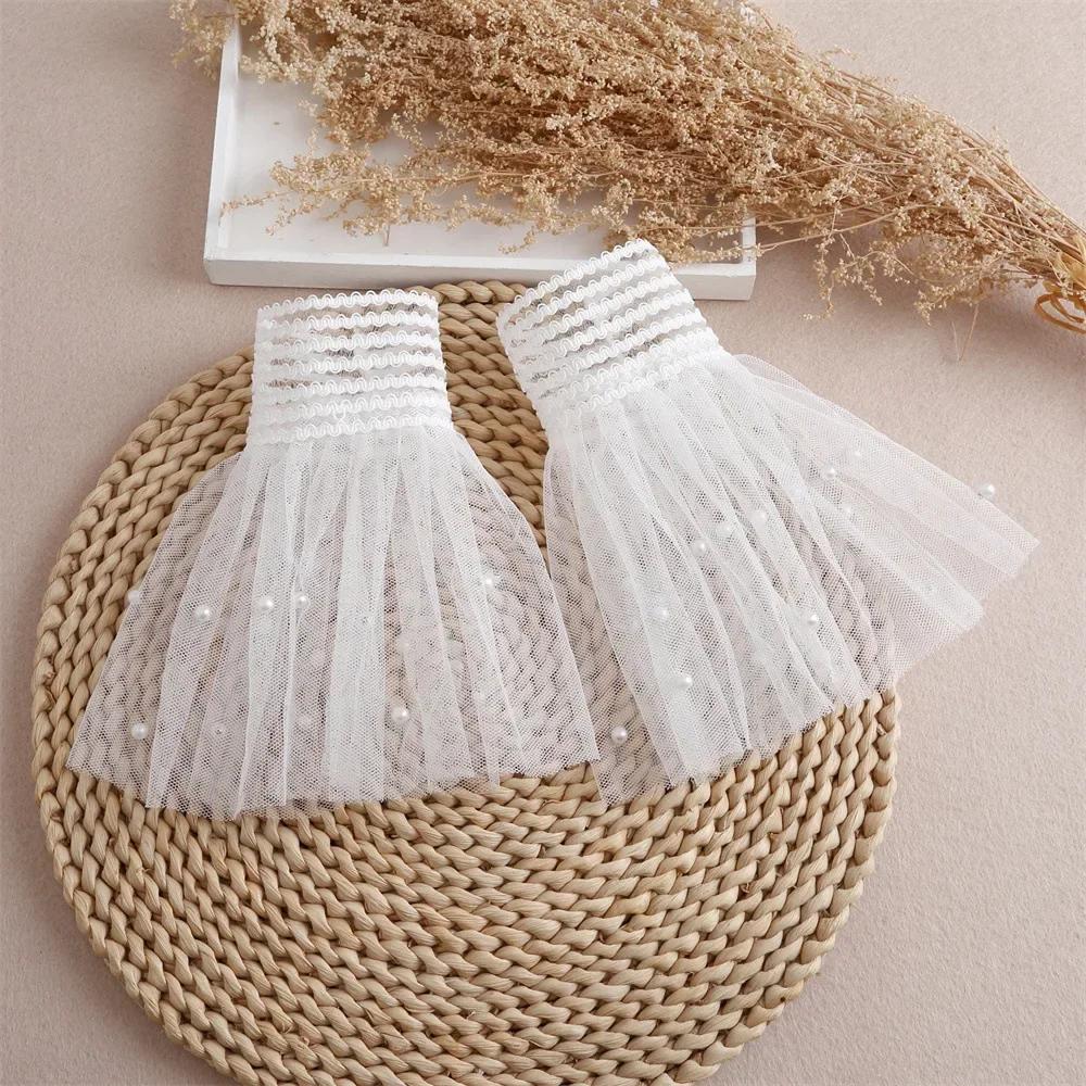 Women Detachable Sleeve Fake Cuffs Female Lace Thin Pleated Flare Sleeve False Cuffs Ruffles Wristband Decorative Accessory