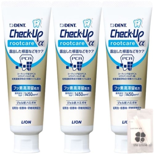 [Set of 3] Dent Check-Up Root Care Alpha 90g Toothpaste [Includes Life Smile Original Cotton Pad Set]