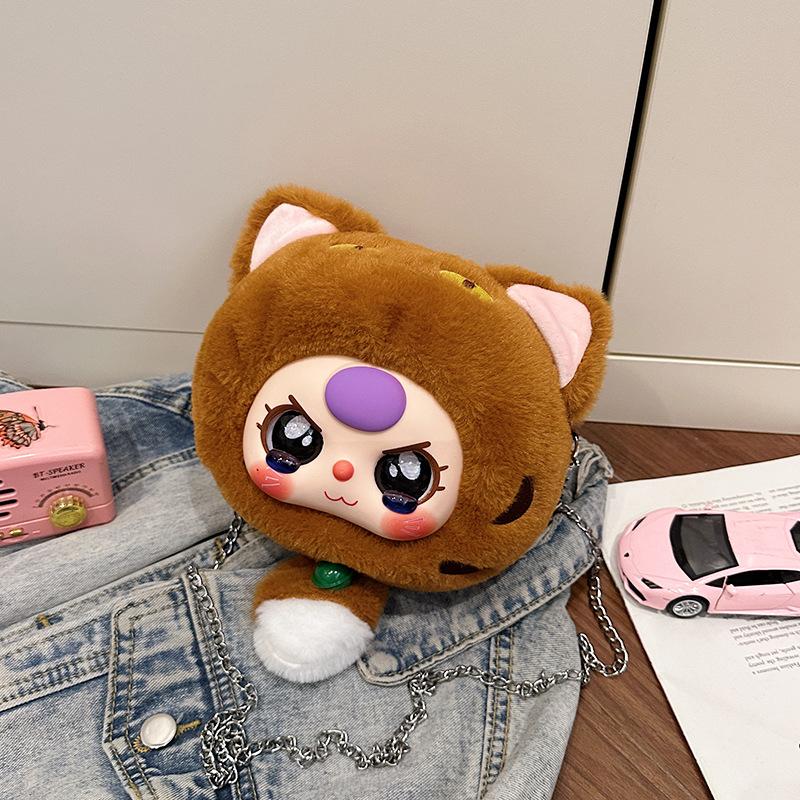 Super Cute Cartoon Lucky Cat Big Head Doll Toy Bag Cure Cute Cute Plush Baby Bag Messenger Bag