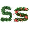 2.7M 160 Heads Green Rattan Christmas Garland Fireplace Wreath Hanging Pendant for Door Wedding