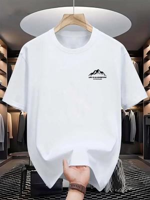 Summer Men's Cotton Fashion Casual Sports Letter Printed Comfortable Round Neck Short Sleeve T-Shirt Hip Hop Simple Top