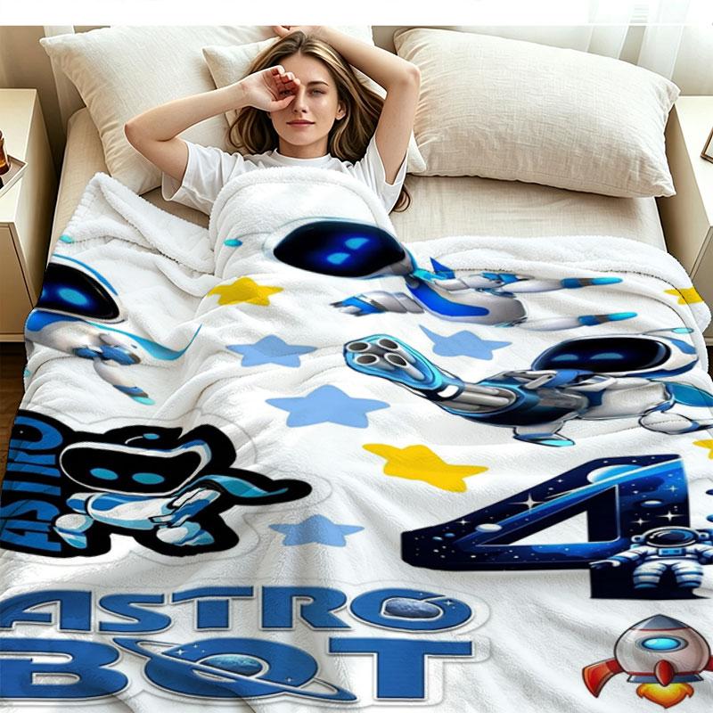 1PC ASTRO BOT Custom Name Patterned Flannel Blanket Suitable For All Seasons for Home Decor Warmth and Comfort Gifts Holiday Present