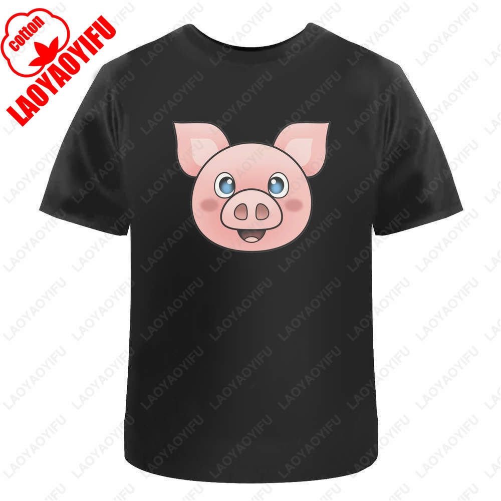 Happy Pig Face Mens Womens Cotton TShirts Summer Oneck Womens Print T Shirt Classic Simple Cartoon Kawaii Style Tee