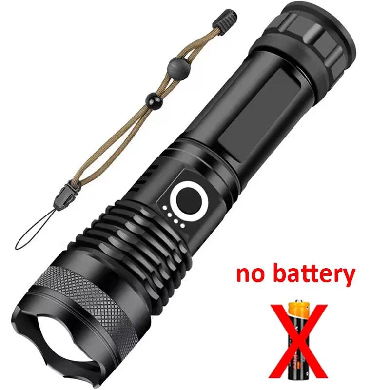 High Power XHP 100 LED Flashlight Rechargeable Torch Zoomable Super Bright Hand Lantern for Camping Outdoor Emergency Flashlight