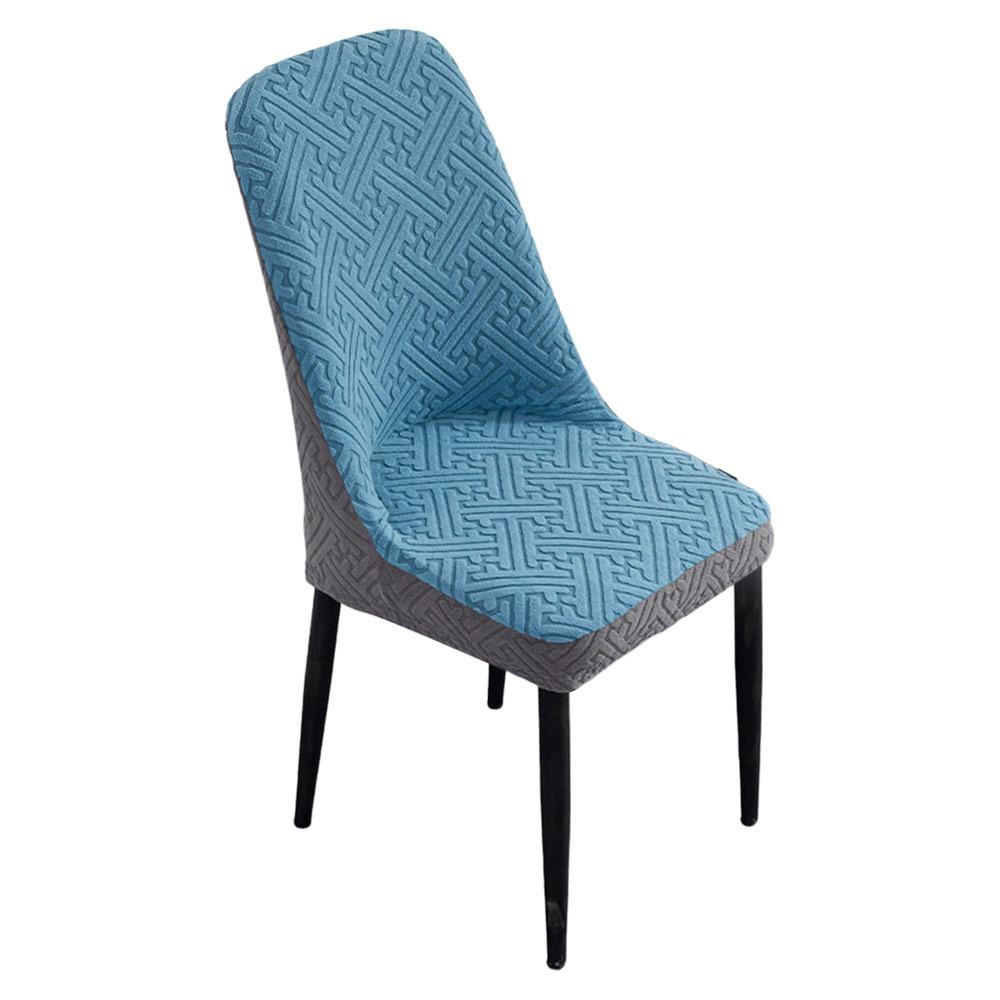High-elastic Dining Chair Cover Curved Backrest Protector Stool Slipcover  for Home Decoration Blue/Type A
