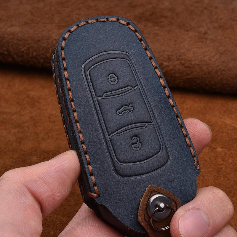Crazy Horse Leder Schlüsseletui Ist Geeignet für Geely Boyue Schlüsseltasche, Autoschlüsselabdeckung, Retro Leder Schlüsselanhänger.