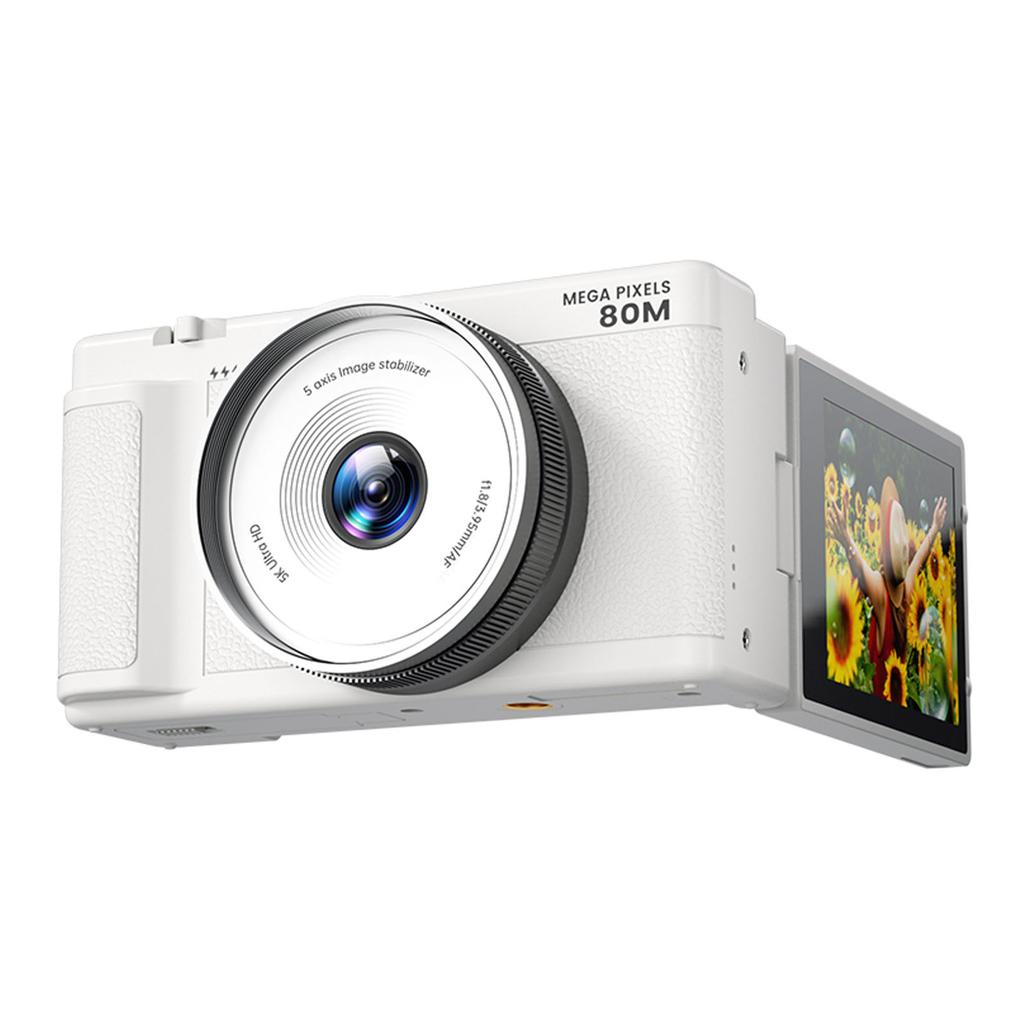 Digital Camera 80MP 5K with 270 Degree   Screen 2.8 Inch LED Fill Light 18x Zoom HD Compact Travel Video Camera for Beginner Students