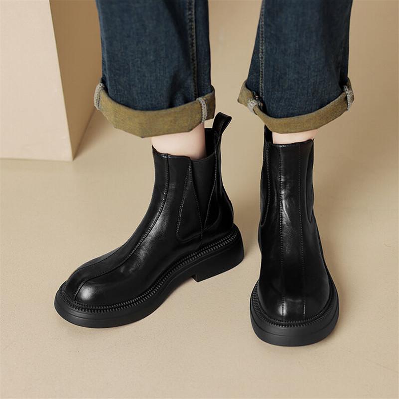 Fashion New Autumn Winter Women Boot Shoes for Women Round Toe Short Boots Fashion Platform Boots Chunky Heel Knight Boots Handmade