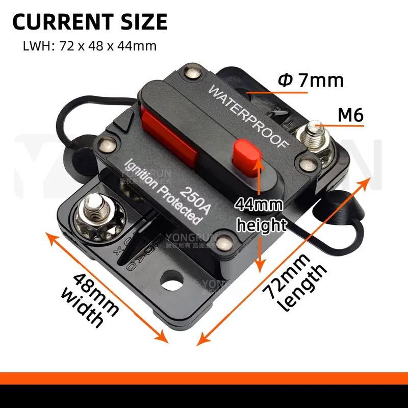 Circuit Breaker 20A to 300A Manual Reset for Car Audio System Waterproof Marine Circuit Breaker Reset Fuse 12V- 48V DC 40A 60A