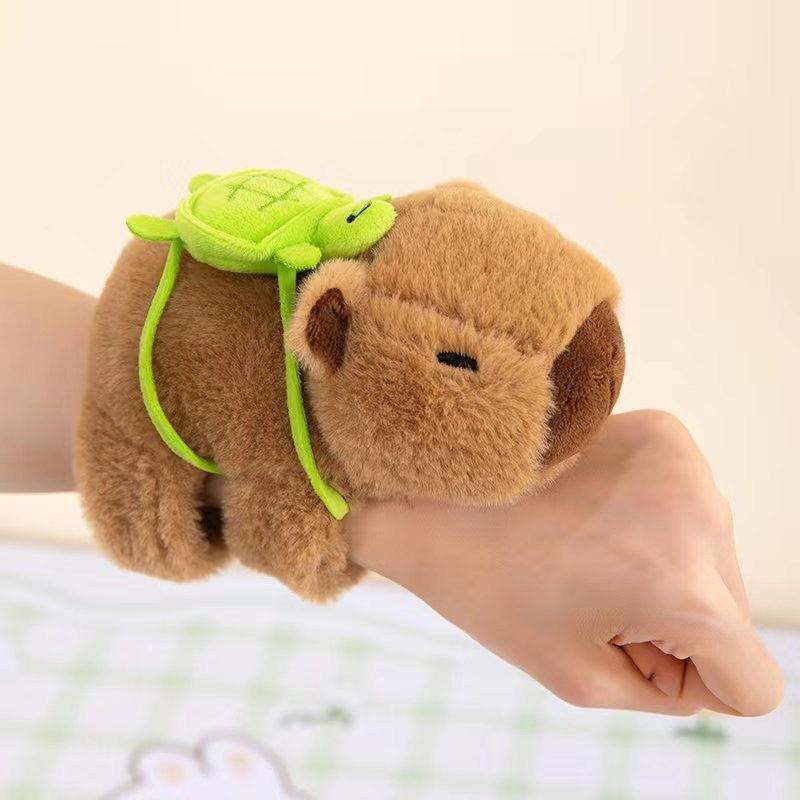 Braccialetto Giocattolo Capibara Peluche Cerchio da Battito Animale Carino Tartaruga Bambola Zaino Partner per Ciclismo Regalo di Compleanno