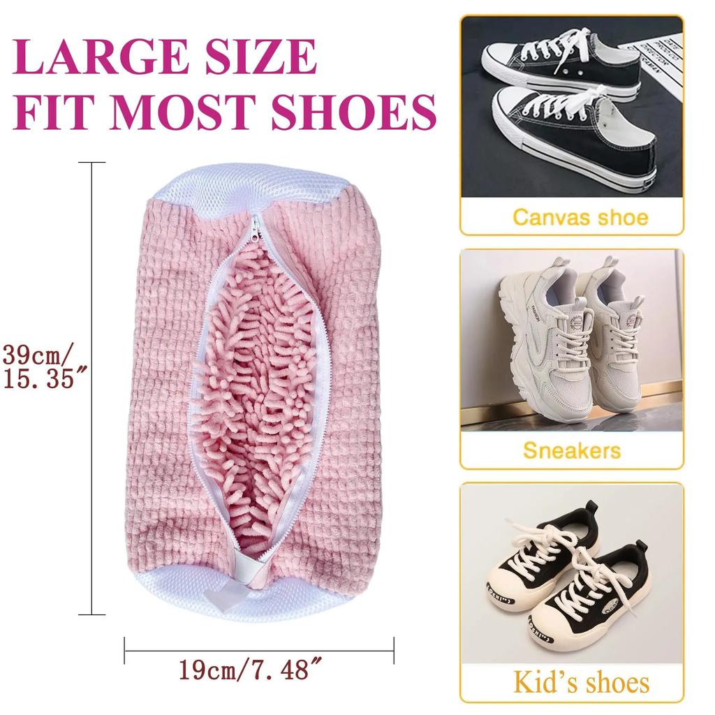 Puszysta włóknina 360° Surround Cleaning Worek do prania butów - Wielokrotnego użytku Trwały Można prać w pralce Worek na pranie z zapięciem na zamek błyskawiczny(1 szt)