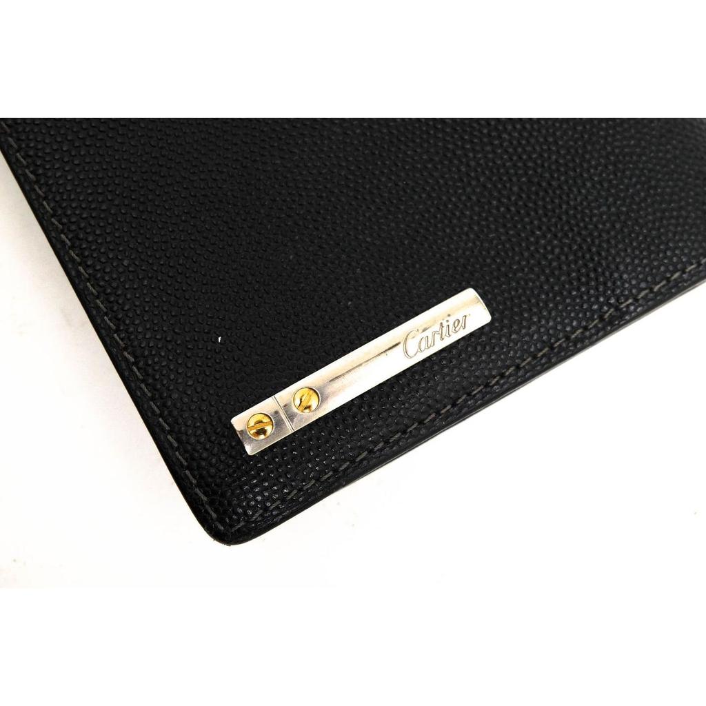 Used Cartier/Cartier Long Wallet Wallet Men's Men's Leather Genuine Leather Black L3000769 SANTOS DE CARTIER With Coin Purse Bifold