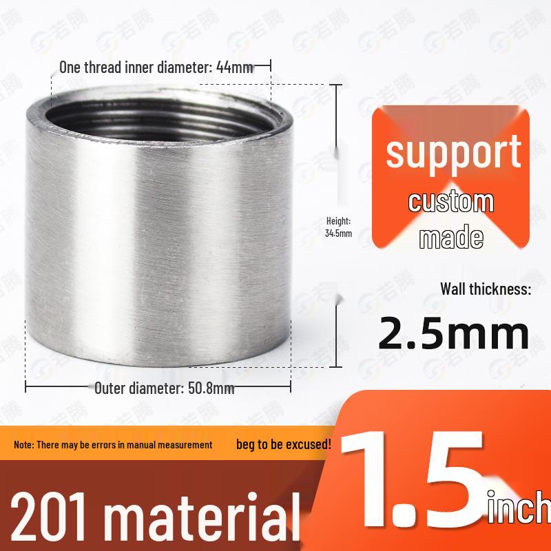 304 Stainless Steel Double Female Thread Pipe Fitting, Internal Thread, 4 to 6 Points, 1 Inch