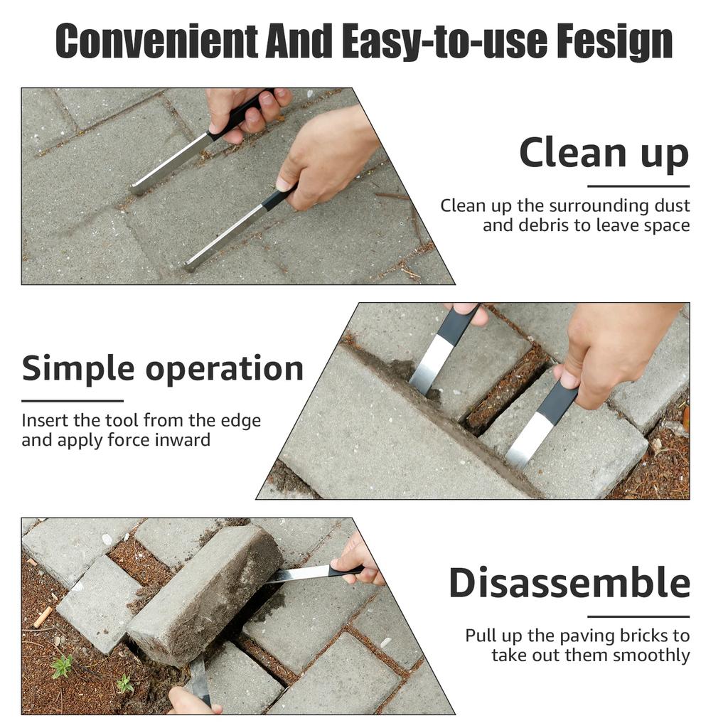 2 st Asfaltborttagningsverktyg Metall Trädgårdssten Tegelblock Dragverktyg med Halkfritt Handtag och Dubbelledsskrapa Asfaltlyftare Dragare