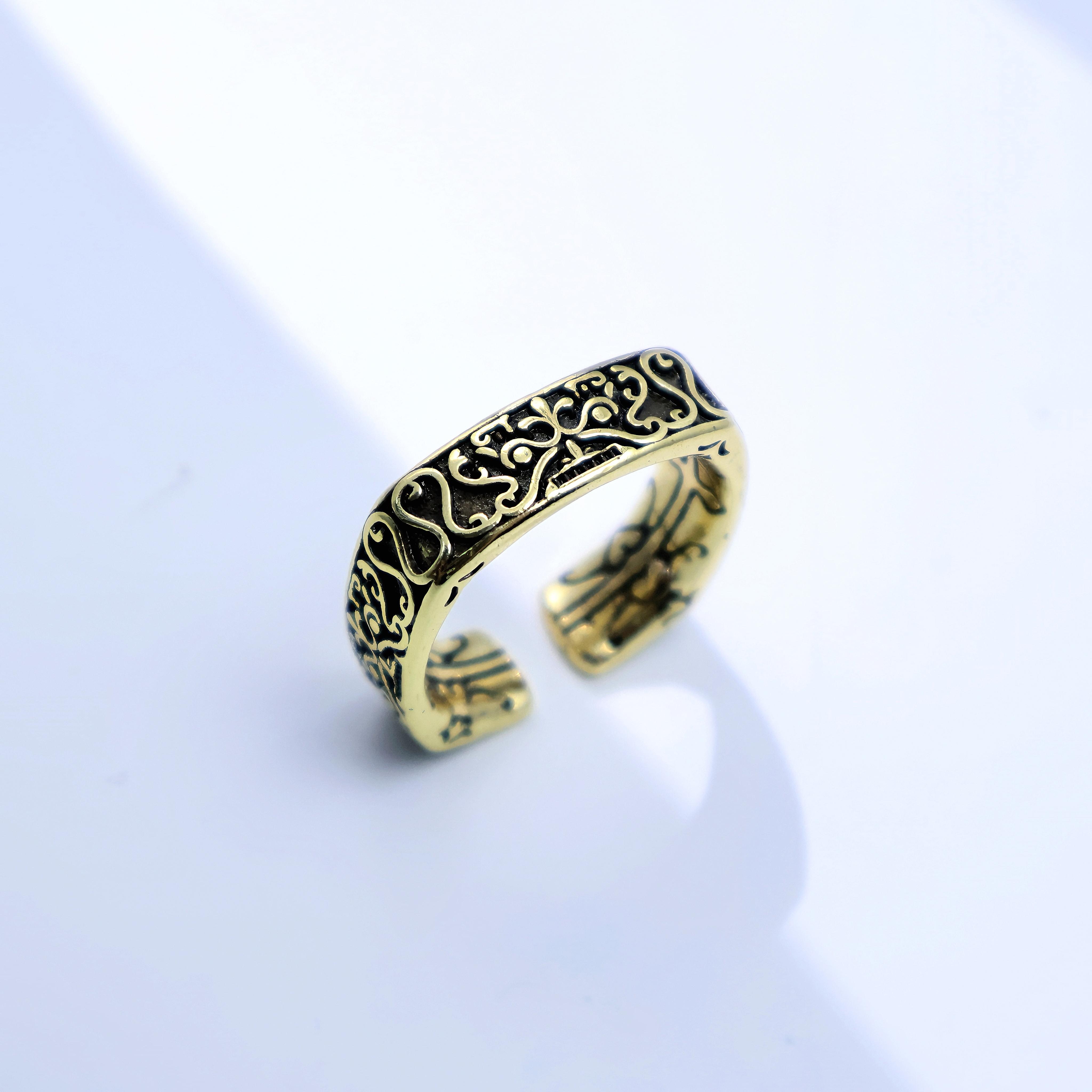 Retro Taotie Motif Chinese Mythology Adjustable Open Ring for Men Silver-plated Copper Gothic Punk Edgy Jewelry Accessories Gift 7-10