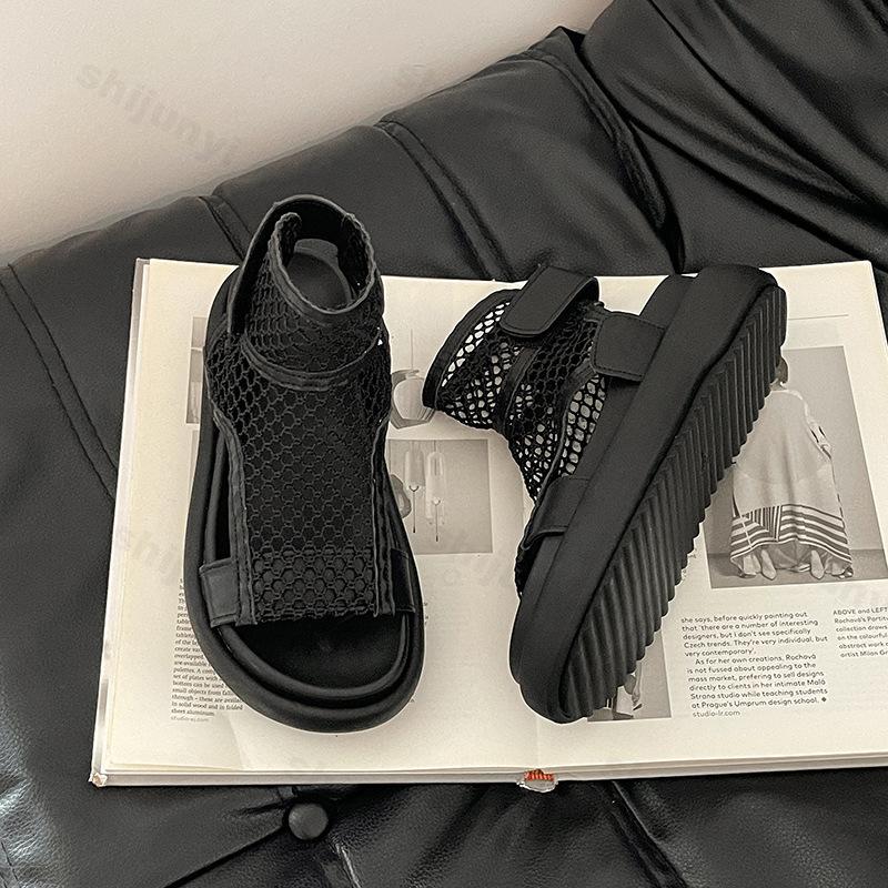 Fashion Fashion Hollow Breathable Casual Sandals for Women's 2025 Summer New Open Toes Comfortable Thick Soled Beach Platform Cool Shoes