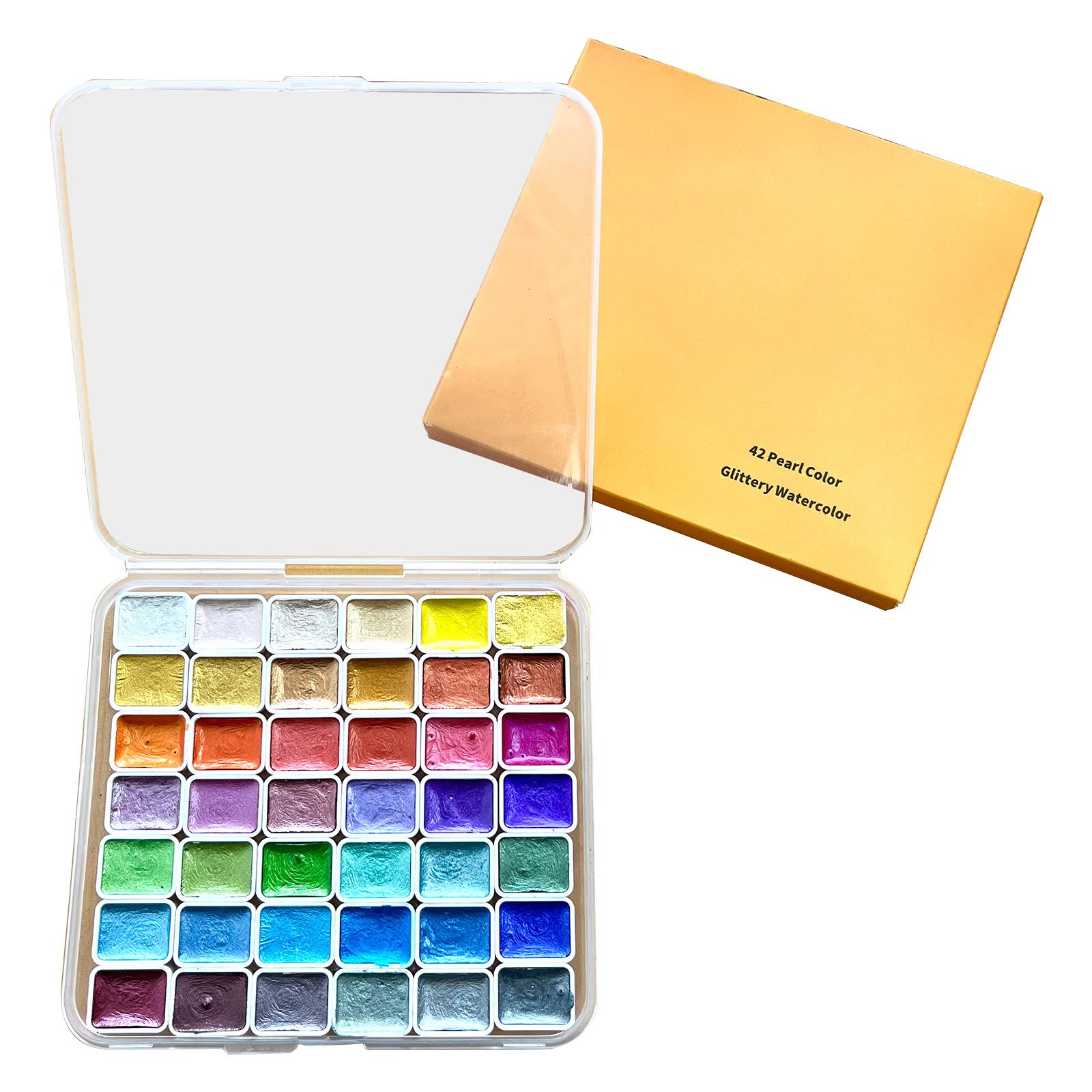 

20/42/60 Цветные блестящие акварельные краски Набор перламутровых цветов Художественный набор для рисования на тканевой бумаге DIY Crafts 42