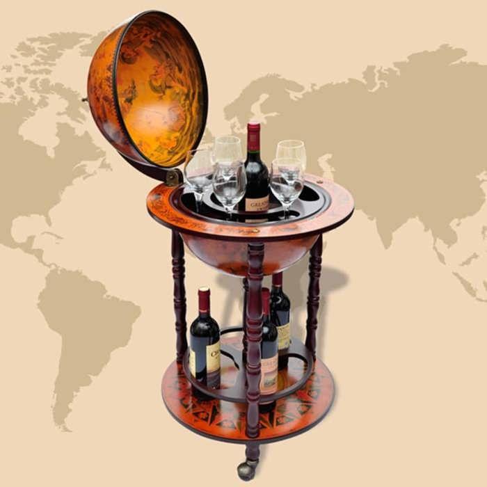 VidaXL Support de vin sous forme de globe Bois d'eucalyptus 60774