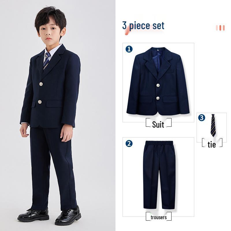 Spring/Summer Kids' British College Style Navy Blue Kindergarten Uniform Set for Performances