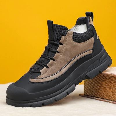 2024Neue Herrenstiefel Winter Plüsch Warm Schneestiefel Wasserdicht Leder Sport Baumwollschuhe für Herren Rutschfeste Wanderstiefel Botas Hombre