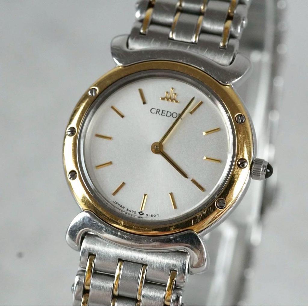 [USED] Credor 5A70-0040 Two-tone Bezel 18K Gold Quartz Working