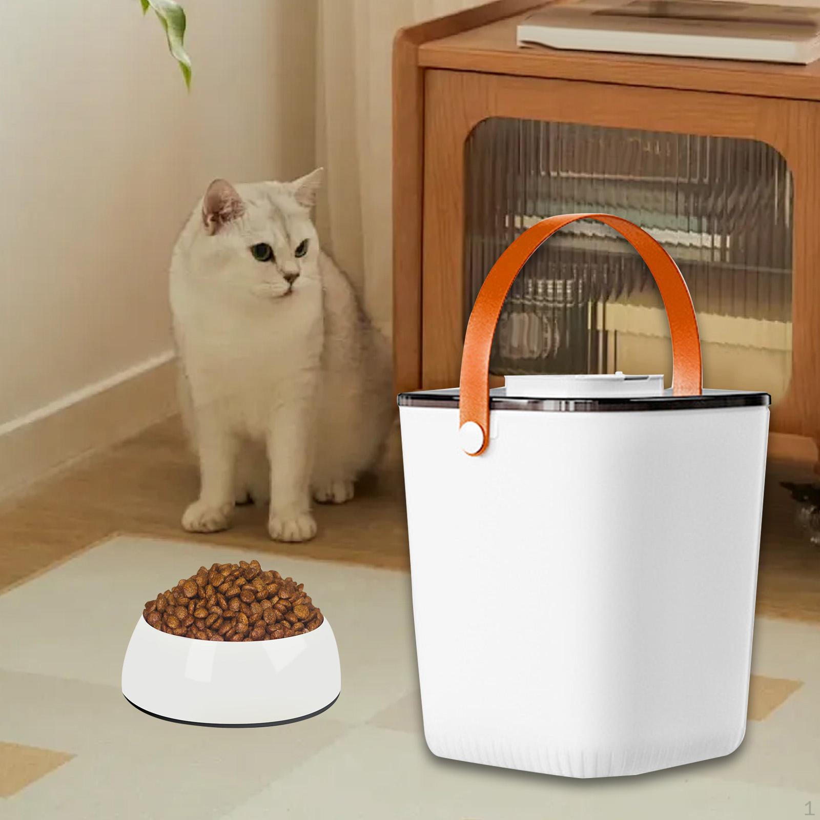 

Контейнер для хранения корма для домашних животных, ведро для кошек, вакуумный контейнер для собак с ручкой, портативный белый