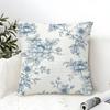Calm Blue Floral Pattern Pillow Case Linen Pillow Case Sofa Home Decor Cushion Cover Cushion Cove