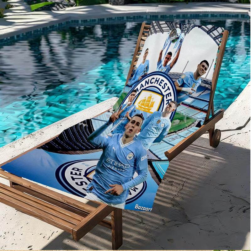 Football team City FC Print Beach Towel, Versatile Lightweight Absorbent Beach Towel for Pool Surf Yoga Bathroom, Perfect Birthday Holiday Gift