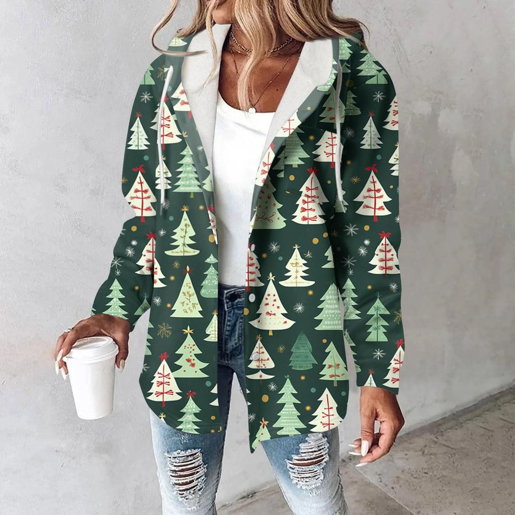 Mikiny pro ženy Zimní zateplená mikina Bunda se stahovací šňůrkou a potiskem s kapucí