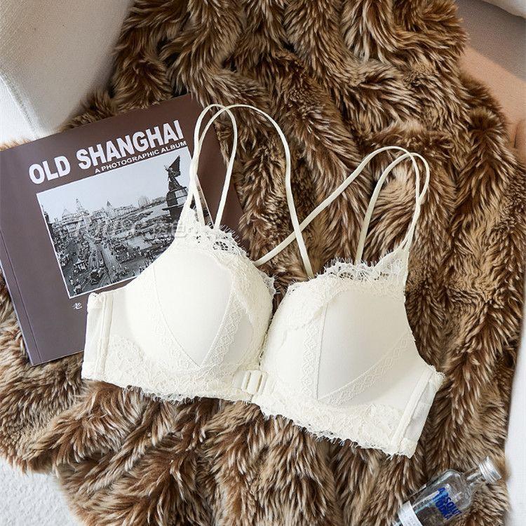 Front buckle small chest gathering women's underwear set new anti-sagging breast sexy leopard print back bra