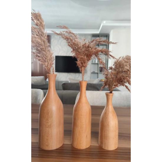 Decorative Wooden Vase Flower Pot 3 Pieces Size 20cm 18cm 15cm