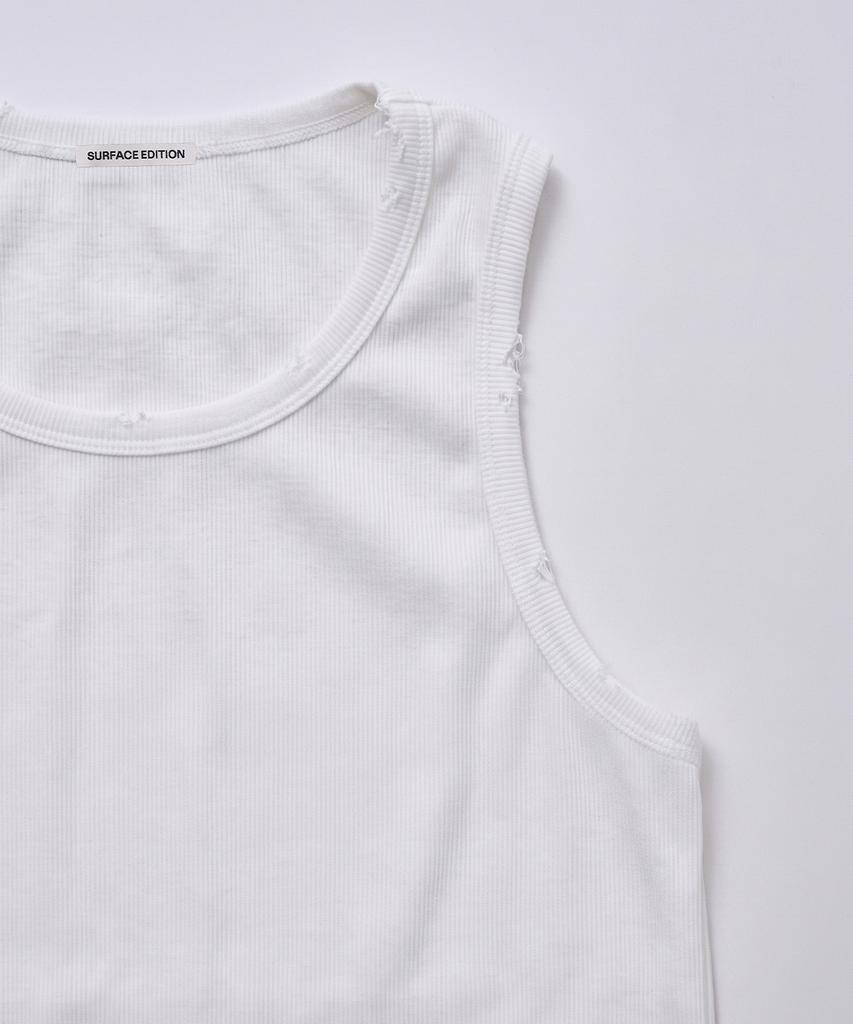 Seopiseuedisyeon Damaged Ribbed Sleeveless White