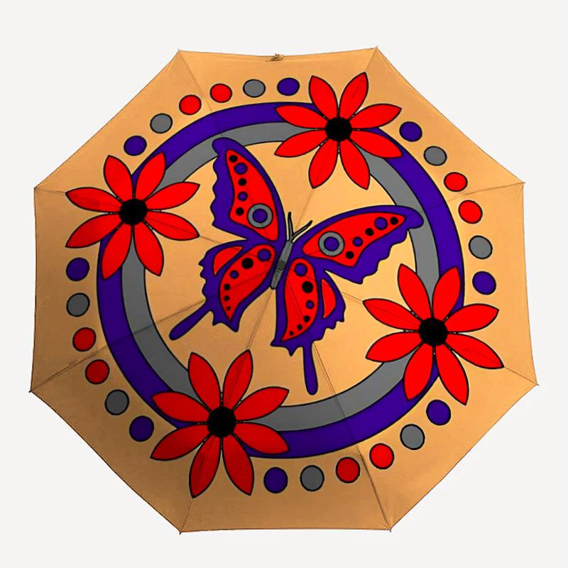

1pc Butterfly Mandala Decorative Automatic Open/Close Umbrella with Windproof, 8-Rib Sturdy Canopy, Durable Ribs, Ideal for Gifts yy251117006