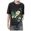 Washed Double-Sided Money Girl Print 100% Cotton Oversized Short Sleeve T-shirt